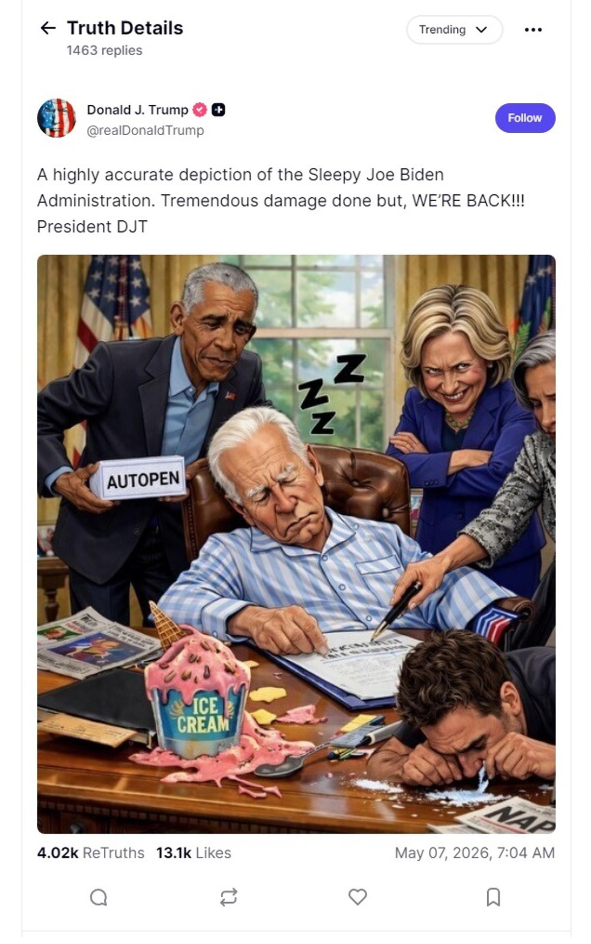 Trump ataca a Biden con una imagen de IA